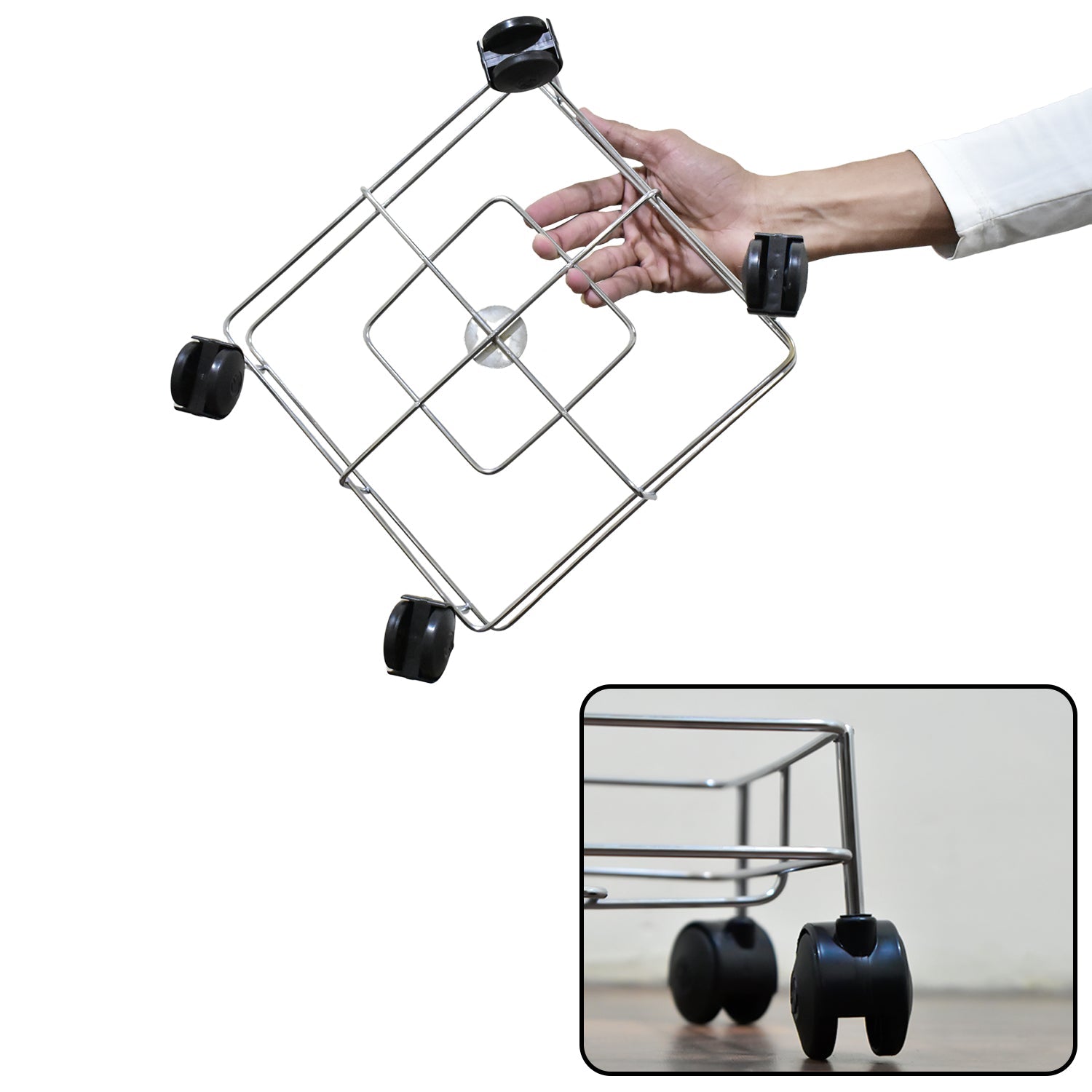 2787 Stainless steel Square Oil Stand For Carrying Oil Bottles And Jars Easily Without Any Problem. DeoDap 2787 Stainless steel Square Oil Stand For Carrying Oil Bottles And Jars Easily Without Any Problem. DeoDap